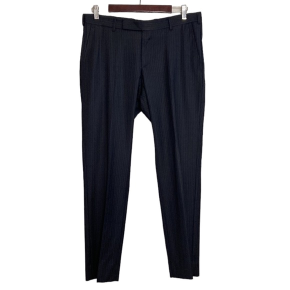 Z Zegna Suit Mens 38R 34 x 30 Gray Blue Pinstripe Wool 2 Piece Blazer Pants - Picture 9 of 16